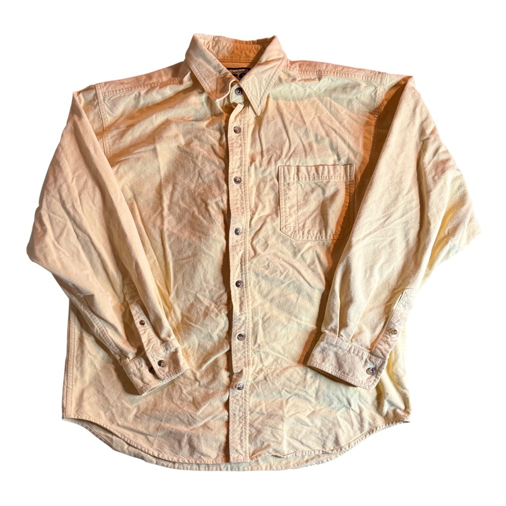 Gander Mountain Guide Series Button Down Mens L Yellow Cotton Long Sleeve Pocket